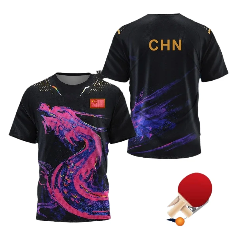 Badminton China - قميص رياضي للرجال بتصميم تنس الطاولة